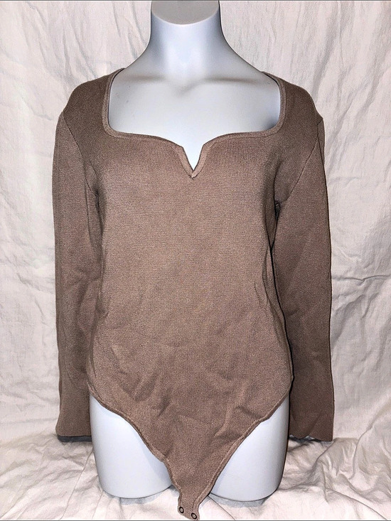 Abercrombie & Fitch Tops - Abercrombie & Fitch Long-Sleeve Sweetheart Sweater Bodysuit Brown